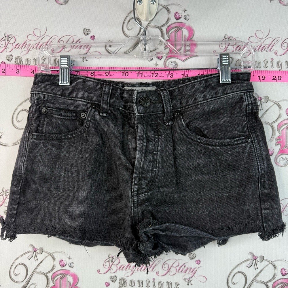 Free People shorts jeans distressed look Black Washed Denim Cutoff Shorts